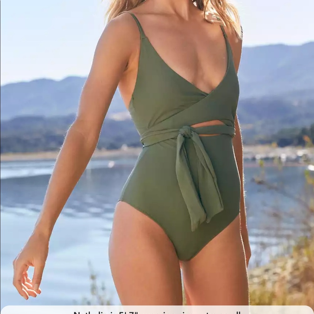 Black Aerie wrap one piece swim suit. Size Large.